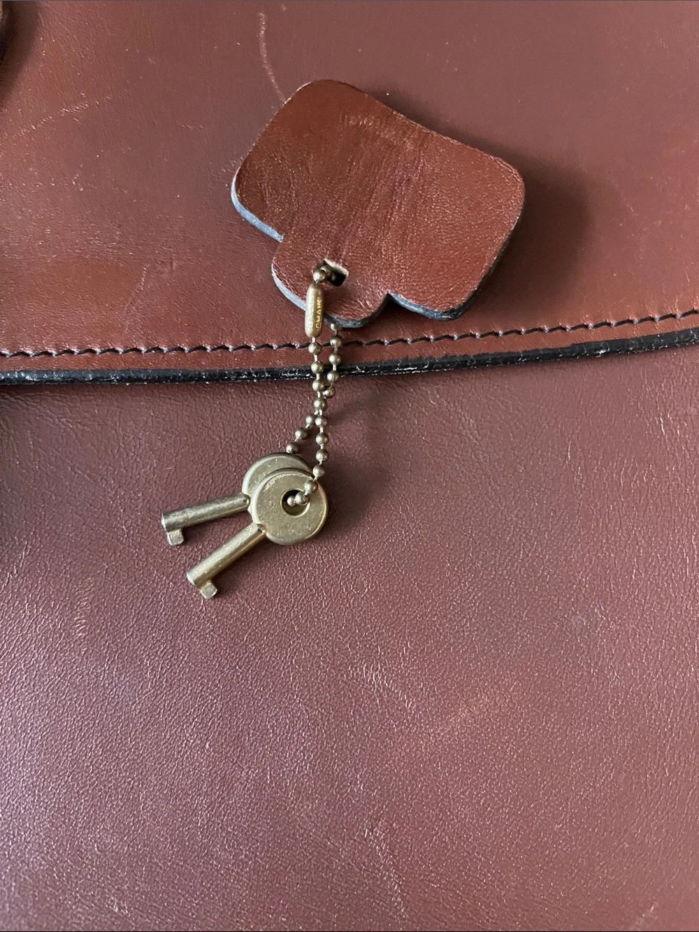 Vtg Schlesinger Monogrammed Brown Leather Portfolio Briefcase with Lock and Keys